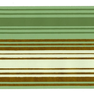 Moderne Streifen Tapetenbordüre, Shand Kydd Metallic Gold Creme Shade of Green Streifen Tapetenbordüre, 4 m x 13 cm.