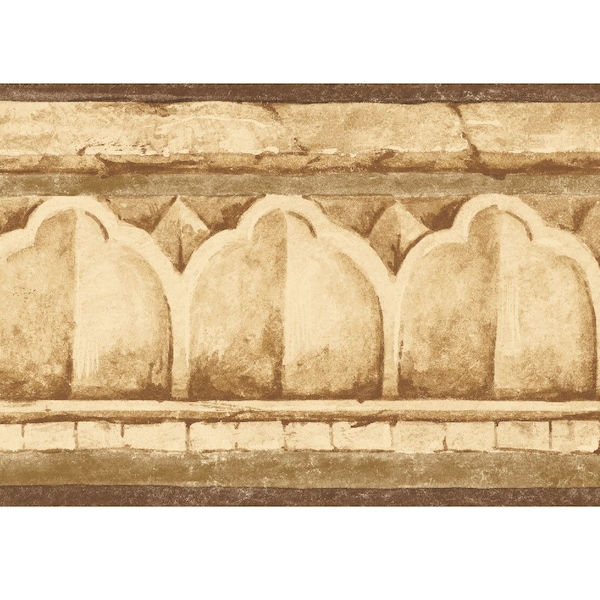 Architectural Deco Bordure de papier peint fléchettes oeuf en terre cuite émaillée feuille d'acanthe, préencollée, 15 pi L x 4,1 po W