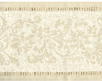 Acanthus Leaf Scroll Wallpaper Border, Beige Tan and Cream Filigree Ornamental with Floral Design, Elegant French Décor, 15 ft x 9.7 in
