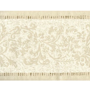 Akanthusblatt-Rollen-Tapetenbordüre, beige-braun-cremefarbenes filigranes Ornament mit Blumenmuster, elegantes französisches Dekor, 4 m x 24 cm