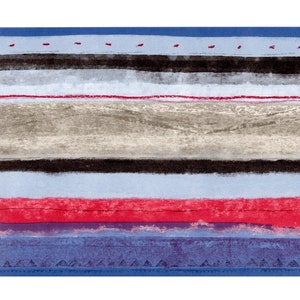 Bordo per carta da parati a strisce - Grigio, Nero, Rosso - 6,87 pollici Bordo per carta da parati preincollata blu