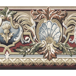 Albert Van Luit Victorian Filigree Wallpaper Border - Scroll Leaf Baroque Shell Architectural Elegant French Decor - 13.5" Wide Border