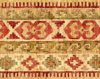 Tapisserie-Tapetenborte mit Aztekenmuster im Südwesten, Navajo-Tapisserie der amerikanischen Ureinwohner & Gold Line-Tapetenbordüre, 4 m lang x 18 cm B