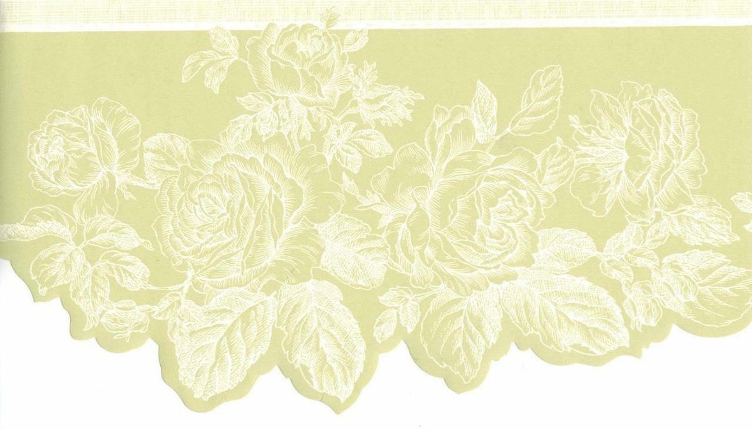 Rose Wallpaper Border, Scalloped Floral Wallpaper Border, Scalloped