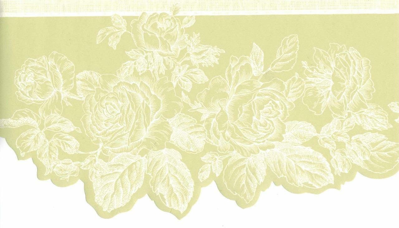 Rose Wallpaper Border Scalloped Floral Wallpaper Border Etsy