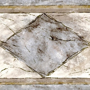 Diamond Marble Tile Wallpaper Border 6.9 Inch, Gray Gold Geometric Wall Trim, Pre-Pasted for Kitchen & Bath