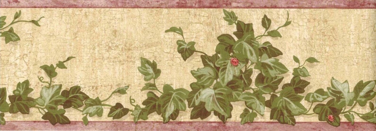 Ivy Leaf Wallpaper Border Green Ivy Leaf Vine Trail Ladybug Etsy