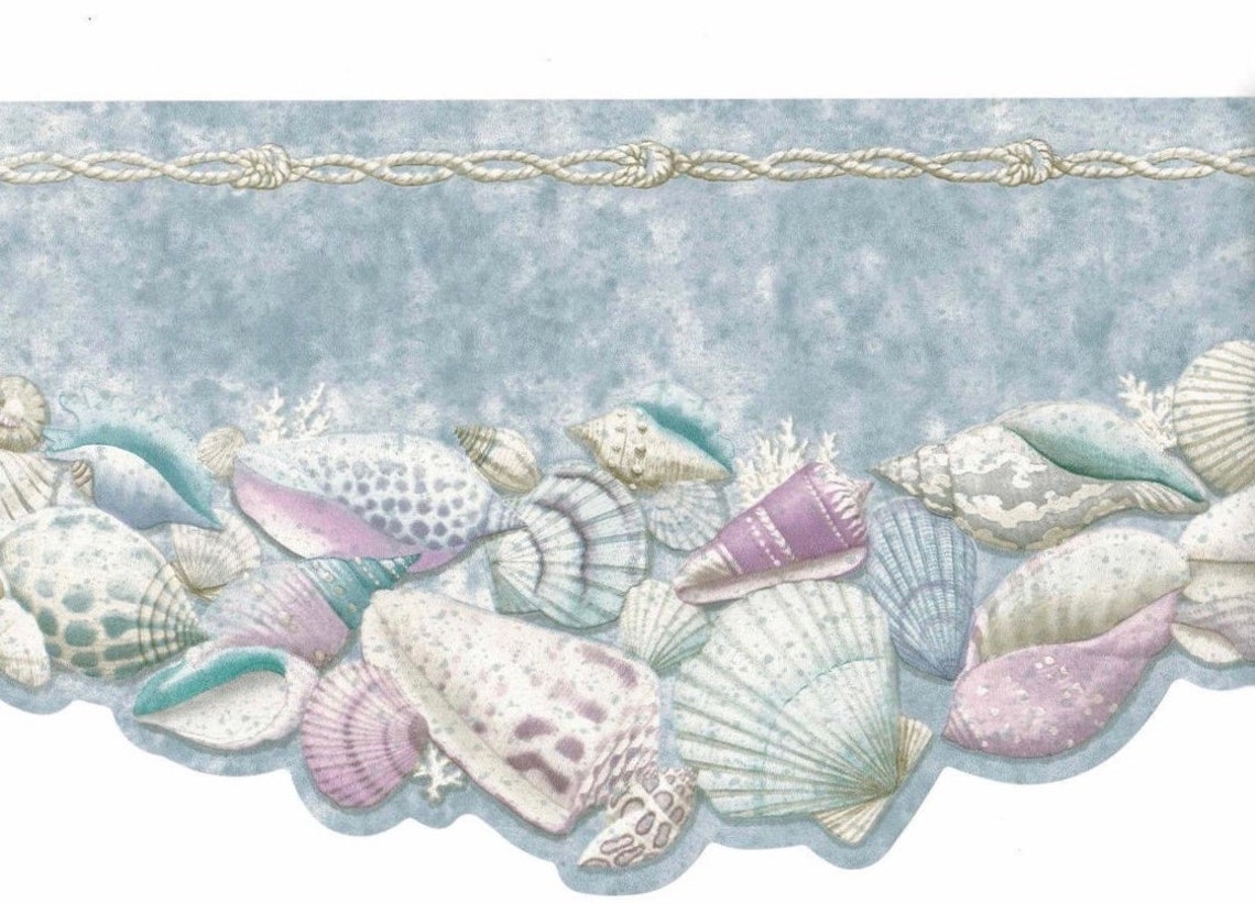Seashell Die Cut Wallpaper Border Blue Nautical Beach Coastal Etsy