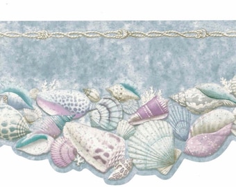 Seashell Wallpaper Border - Etsy Seashell Wallpaper Border - Etsy