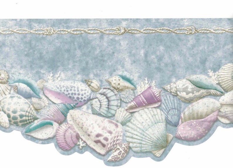 Seashell Die Cut Wallpaper Border Blue Nautical Beach Coastal Etsy
