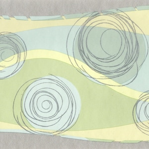 Bordo per carta da parati a pois, bordo per carta da parati a pois argentati, bordo per carta da parati geometrica a cerchio con pois argentati e strisce verdi e blu, bordo per parete a pois