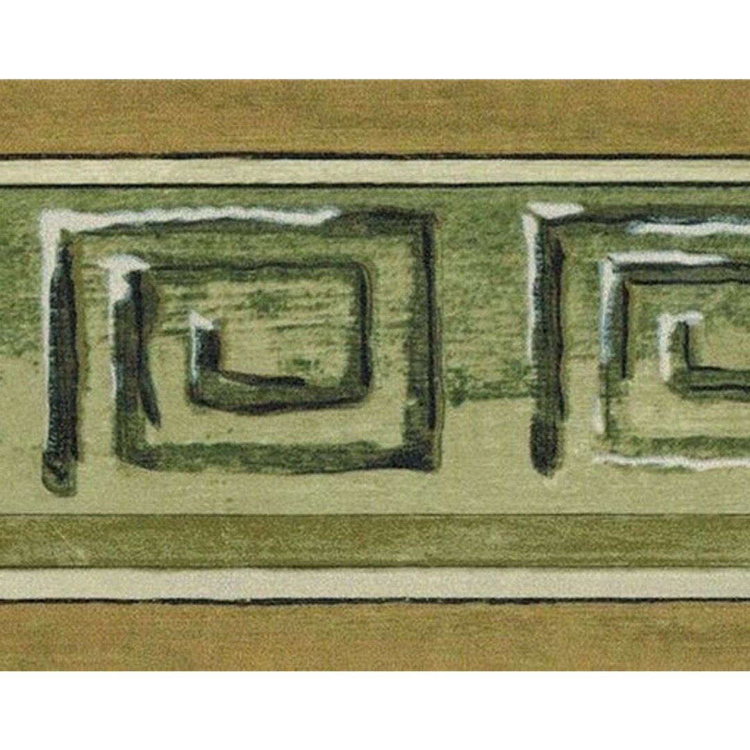 Architectural Greek Key Wallpaper Border Green Greek Key With Silver