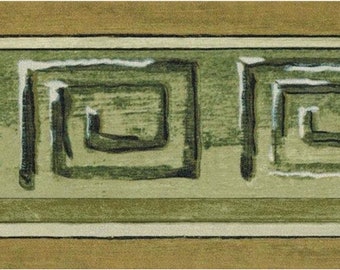 Bordure de papier peint à motif grec - Design architectural avec accents argentés et bordures dorées, préencollé, 15 pi L x 4,2 po.
