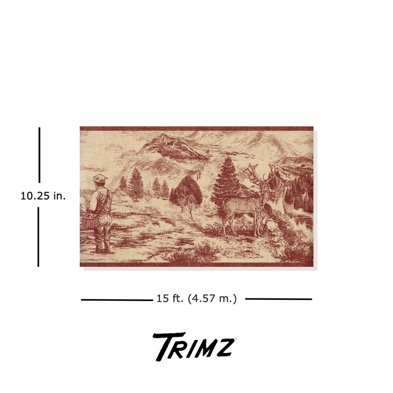 Rustic Wildlife Wallpaper Border 10.25 Inch, Toile Fishing Deer ...