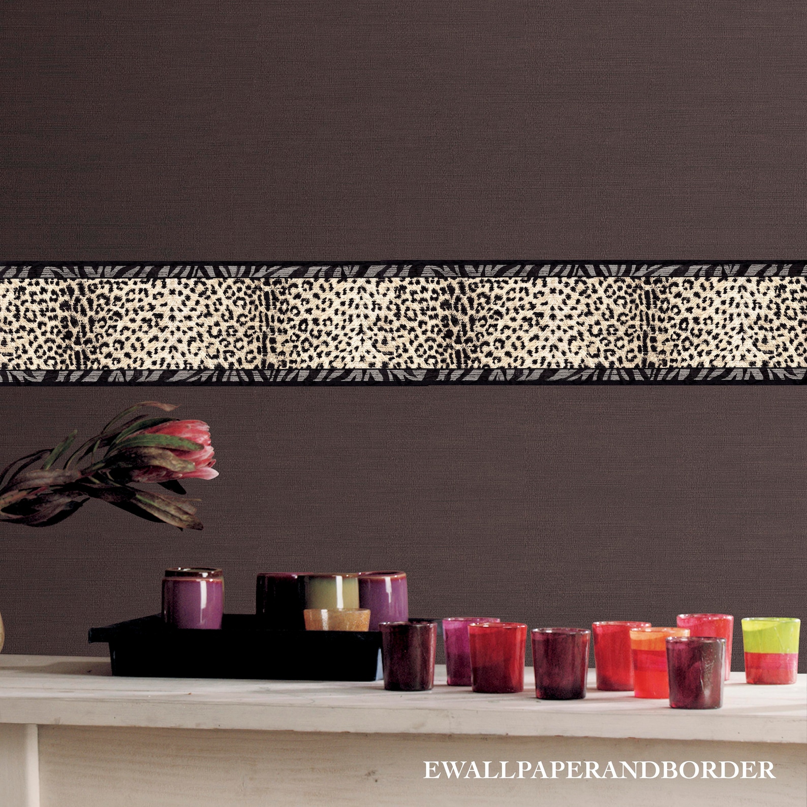 Leopard Print Wallpaper Border Animal Print Wallpaper Etsy