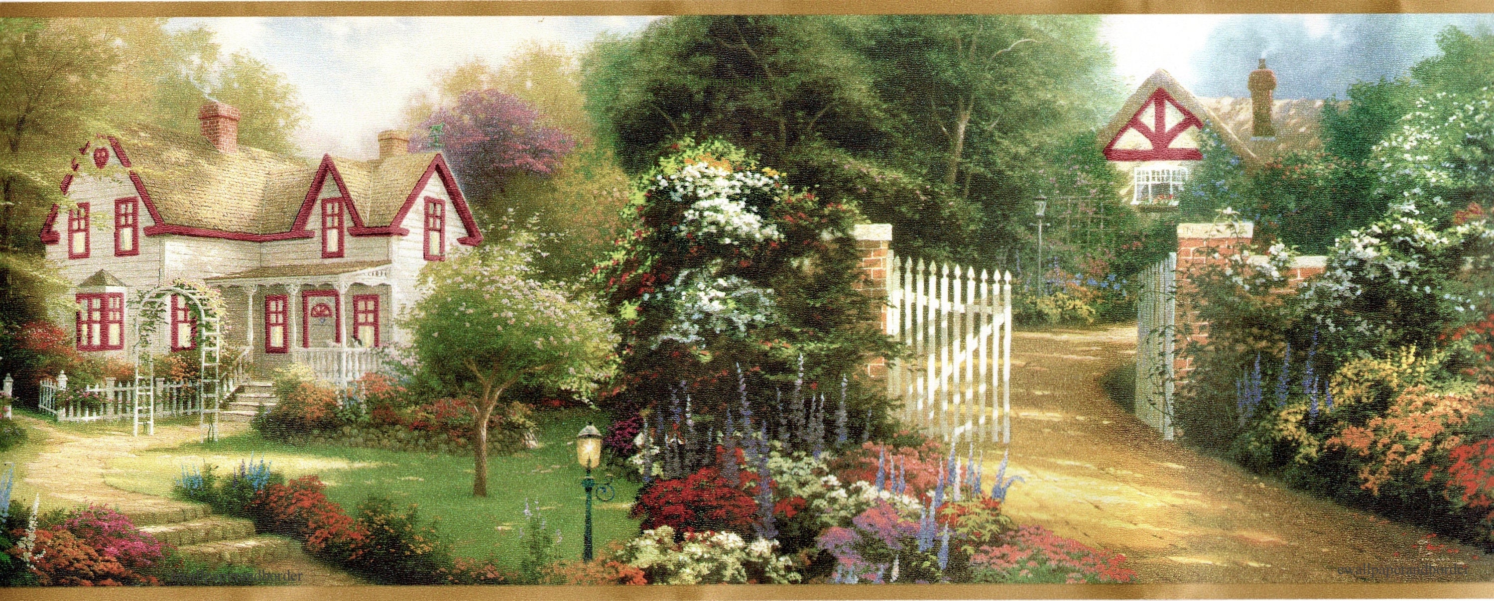 Romantic Cottage Garden Wallpaper Border Vintage Country Etsy UK