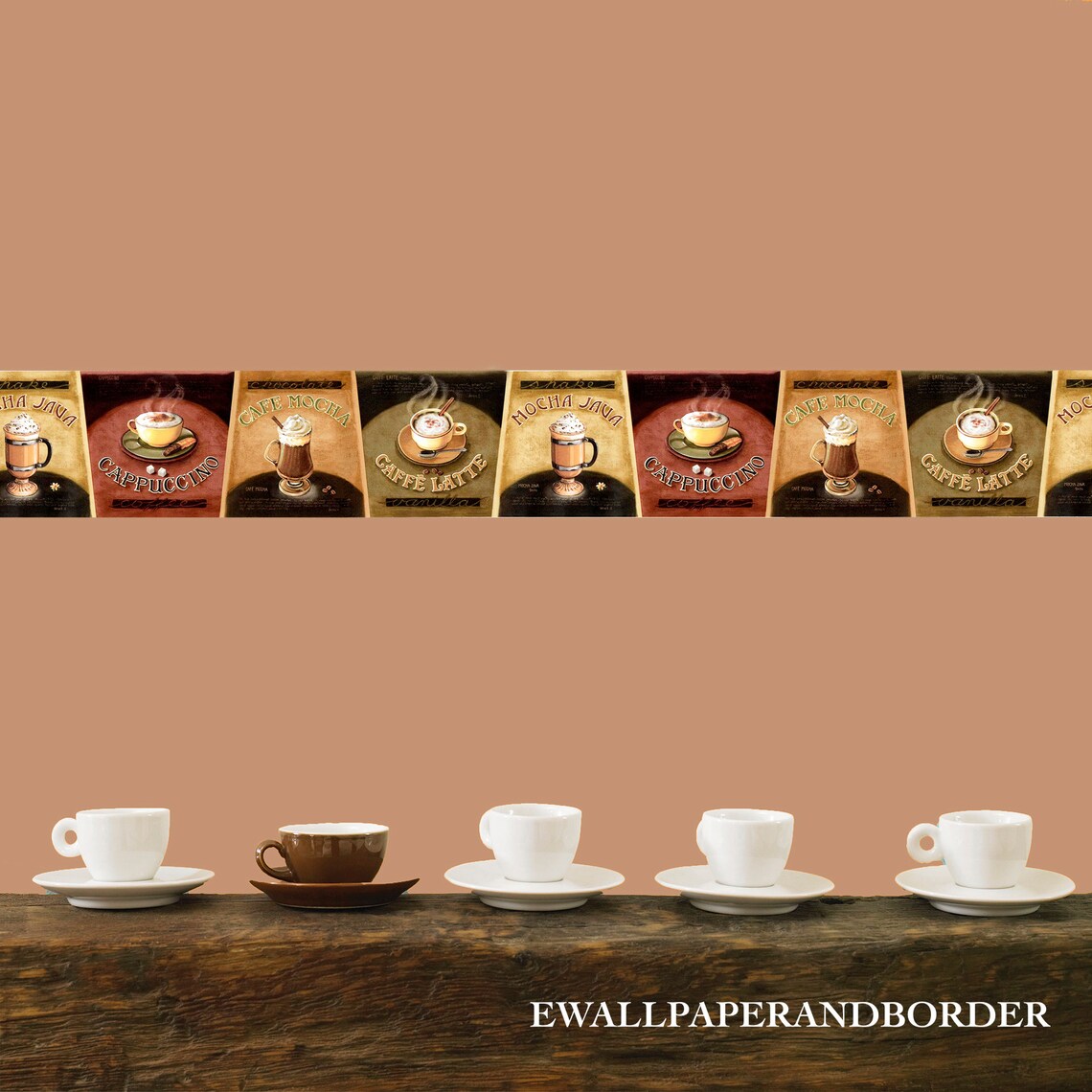 Coffee Wallpaper Border Coffee Time Wallpaper Mocha Java | Etsy