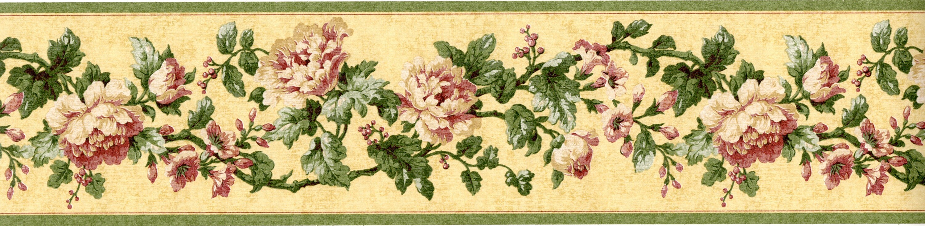 Vintage Dusty Rose Cabbage Roses Wallpaper Border, Cottage Decor - Etsy