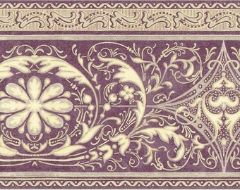 Victorian Baroque Scroll Leaf Floral Filigree Architectural Wallpaper Border - Elegant French Decor - 15&#39; L x 10.25&quot; W