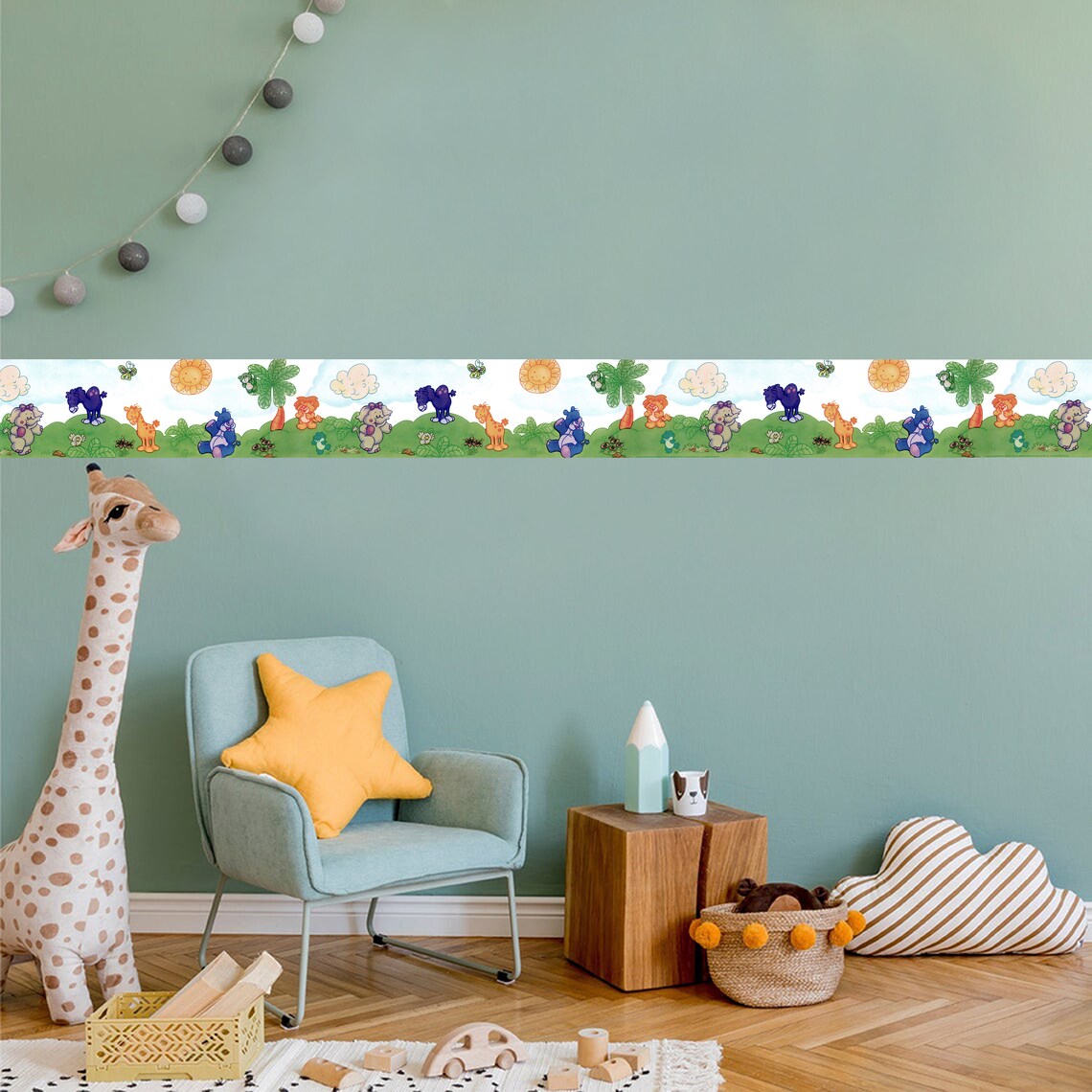 Peel & Stick Kids Safari Wallpaper Border Peel and Stick Etsy