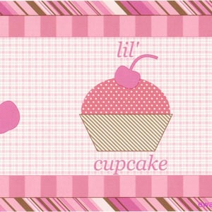 Bordure de fond d’écran Sweet Shop, Bordure de papier peint de crème glacée Sweet Pink Baker, Bordure de papier peint de cuisine Chef Baker, Papier peint rayé rose