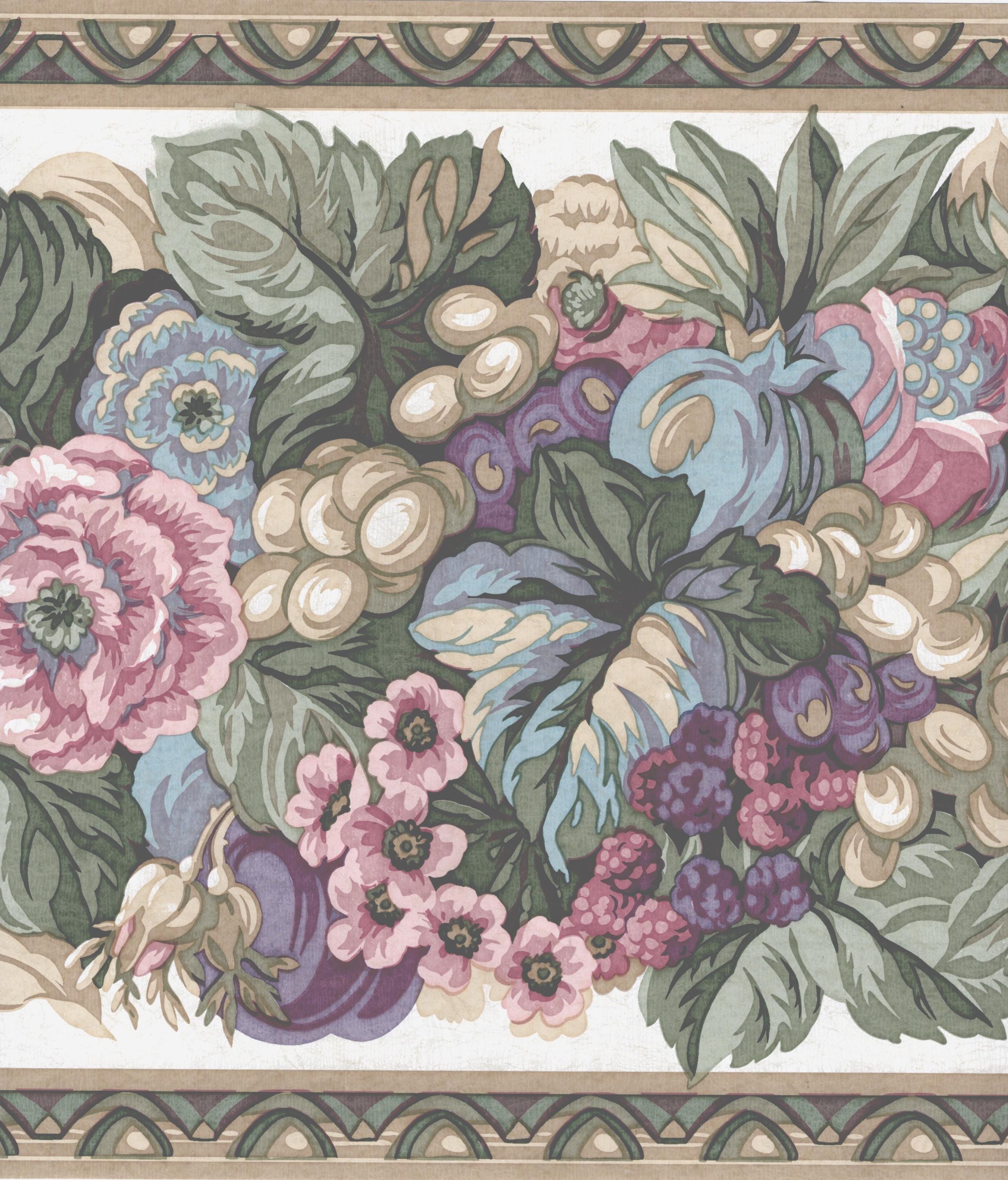 Albert Van Luit Vintage Floral Wallpaper Border, Designer Vintage
