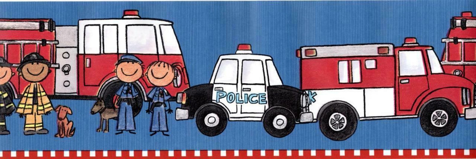 Fire Truck Wallpaper Border Rescue Vehicles Wallpaper Border - Etsy