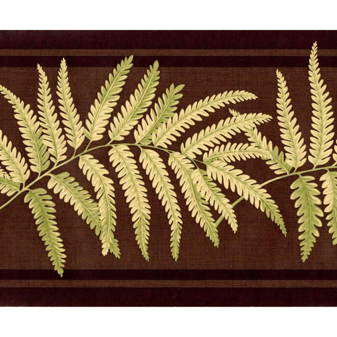 Tropical Green Fern Leaf Wallpaper Border, Tropical Leaves Wall Border