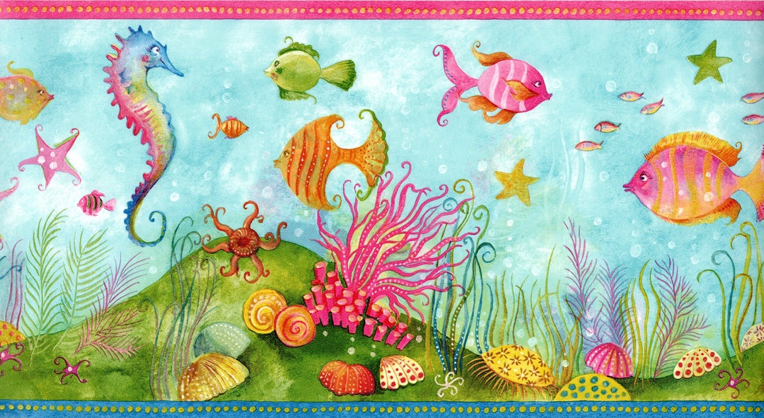Tropical Fish Wallpaper Border,under the Sea Wall Border, Coastal