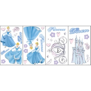 Disney Cinderella Wall Decals Princess Kids Stickers Peel Stick Removable Vinyl Art Bedroom Nursery Baby Room Classroom Decorations