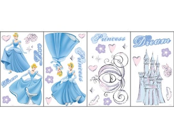 Disney Cendrillon Stickers muraux Princess Enfants Autocollants Peel Stick Amovible Vinyl Art Chambre Nursery Baby Room Décorations de classe