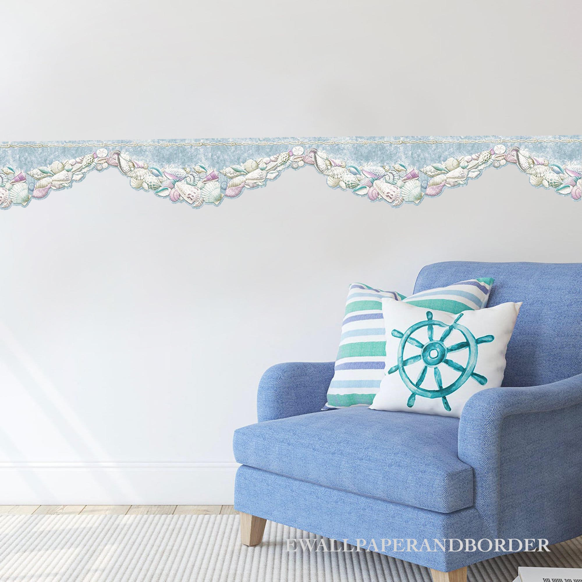 Home Décor Wall Décor Seashell Die Cut Wallpaper Border Coastal Border