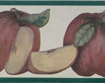 Apple Wallpaper Border, Vintage Farmhouse Country Kitchen fruit Wallpaper Border ++ Buy 1 Get 2 Unit in the same pack ++