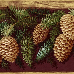 Rustic Pinecone Wallpaper Border, Pinecone Lodge Outdoor Wallpaper