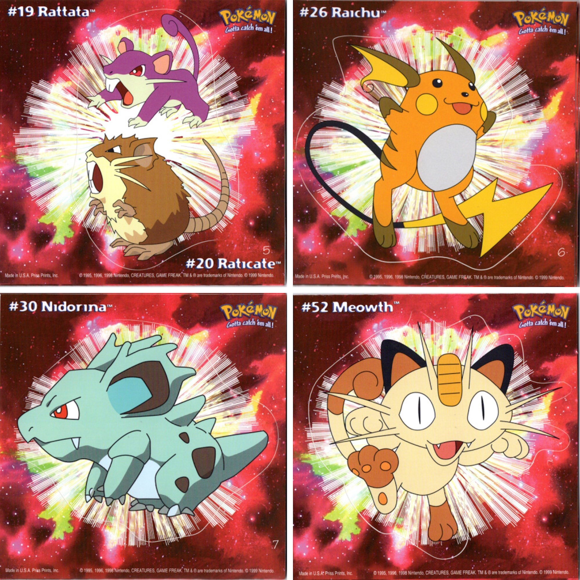 35 POKEMON Stickers 1999 Series C Pokemon Pikachu Stick Ups - Etsy