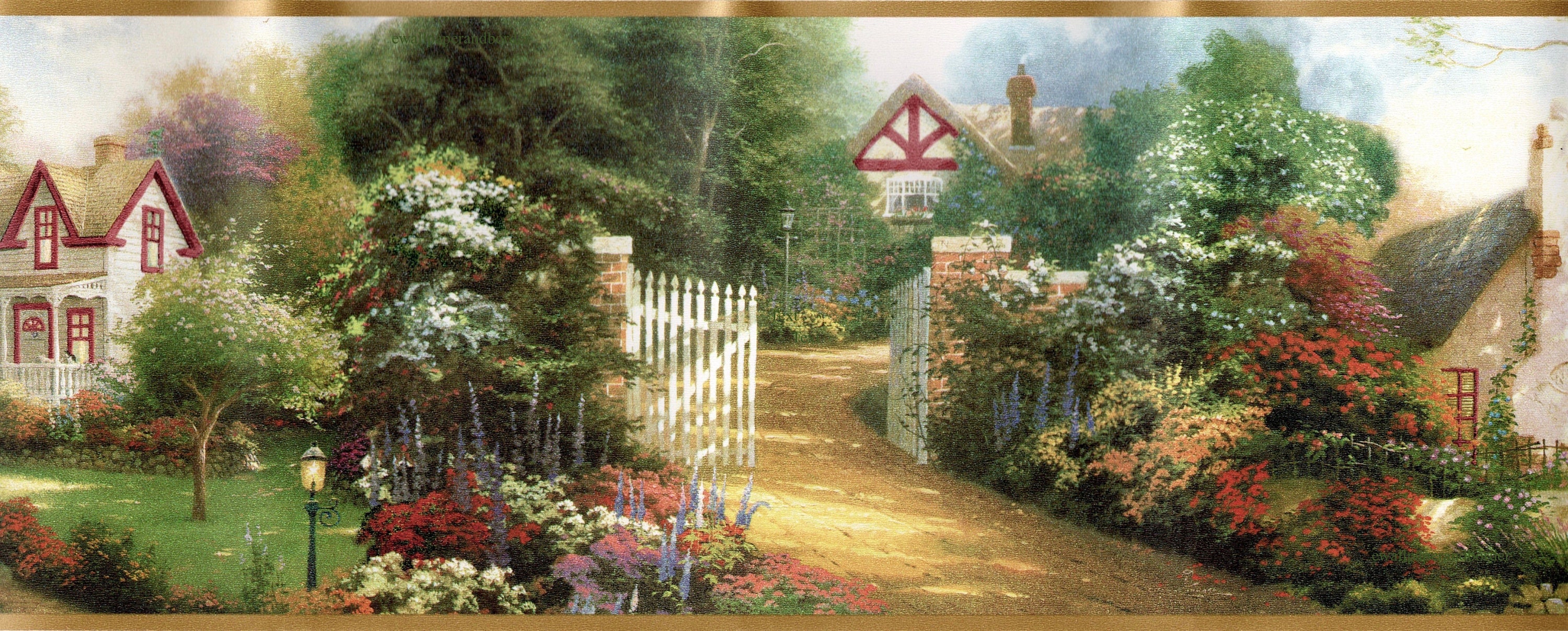 Romantic Cottage Garden Wallpaper Border Vintage Country Etsy UK