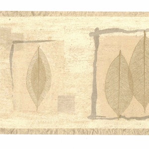 Bordo per carta da parati con foglie pressate, bordo per carta da parati floreale e botanica con foglie pressate marroni, bordo per carta da parati con foglie marroni rustiche, bordo per parete con foglie