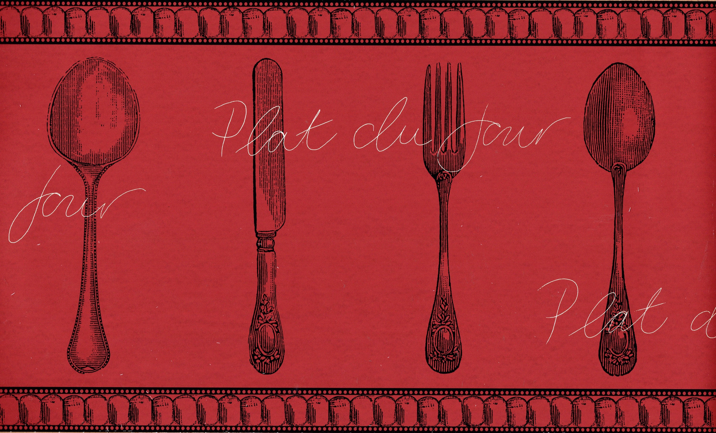 Kitchen Wallpaper Border Black Outline of Utensils Fork Knife Etsy