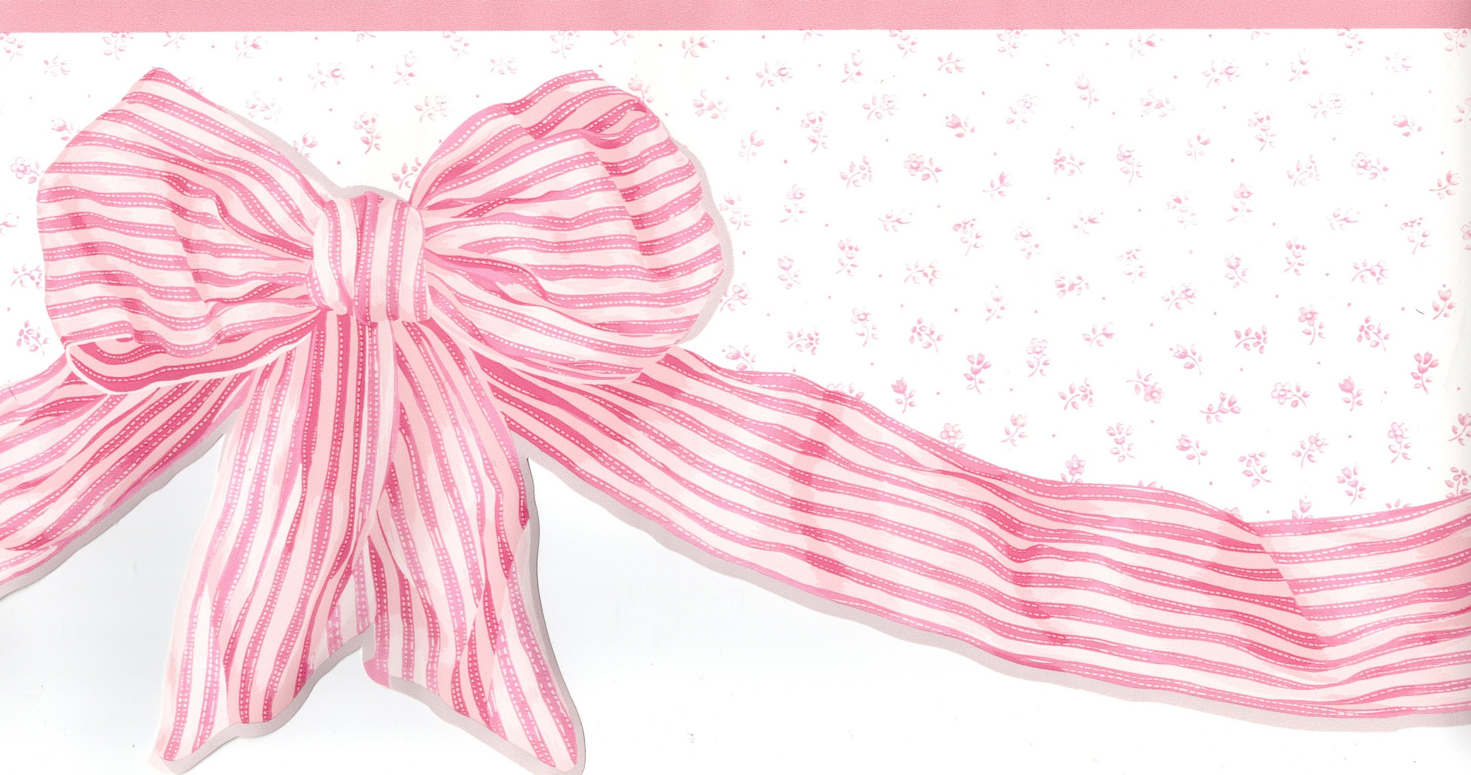 Pink Bow Ribbon Wallpaper Border Nursery Pink Wallpaper Etsy