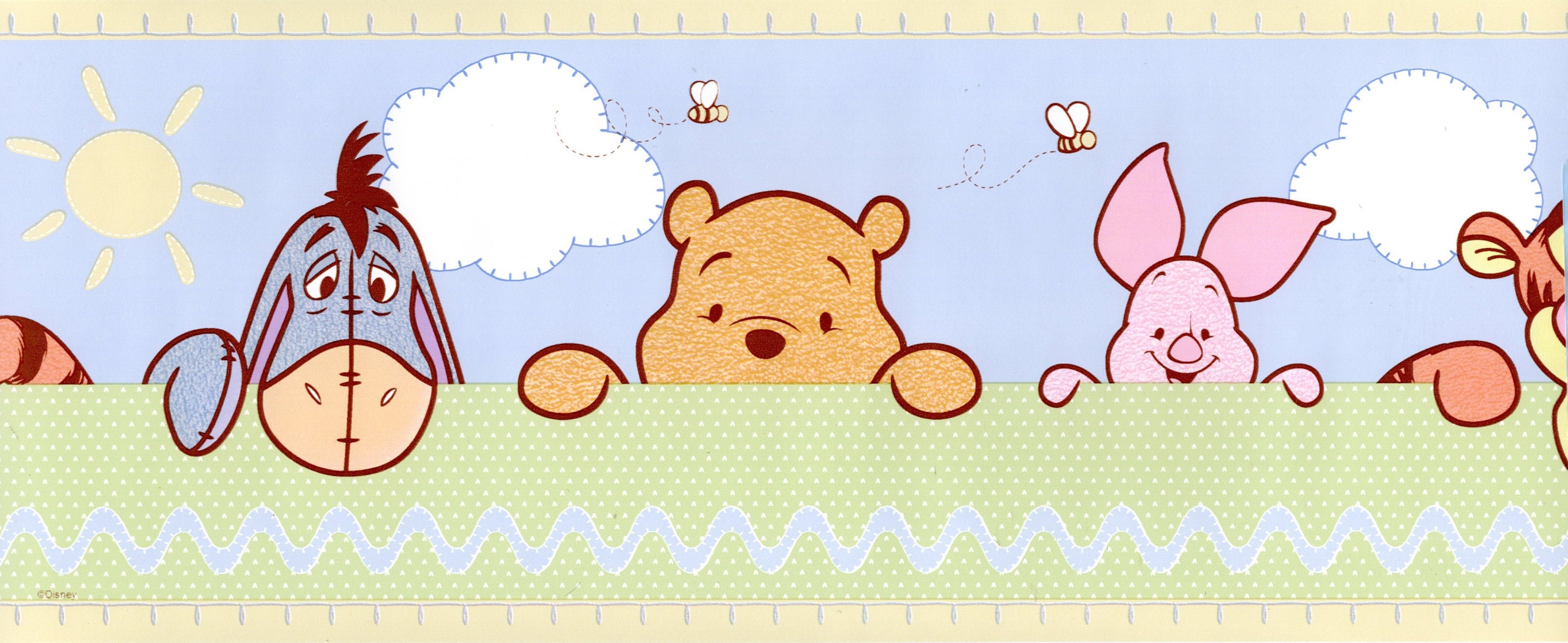 Disney Baby Peek a boo Winnie the Pooh Wallpaper Border Eyeyore tigger Piglet Sky White Cloud Sun 15 X 6.8 W Nursery Wall Decor Etsy