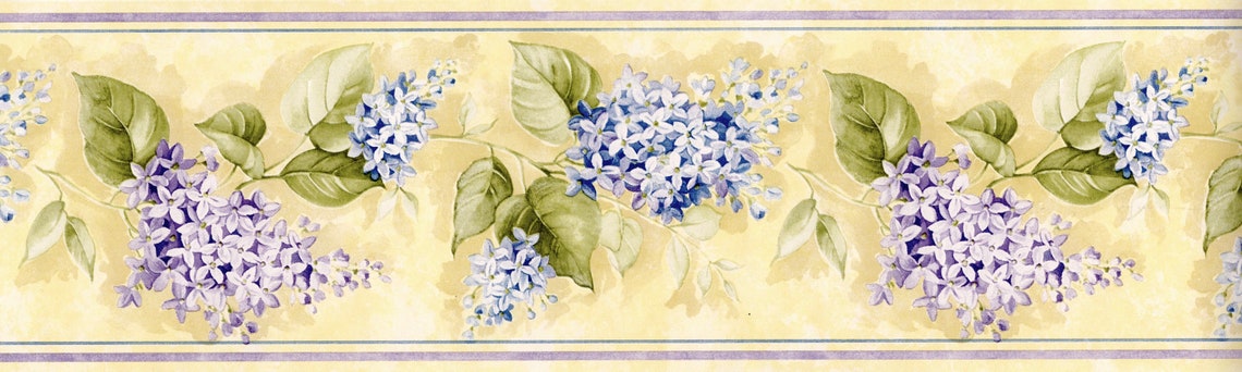 Hydrangea Wallpaper Border Blue Lavender Hydrangea Blooms | Etsy
