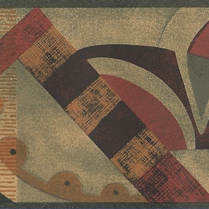 Moderne Art-Deco-Tapete Goldene Geometrische Formen Bordüre, Moderne Art-Deco Abstrakte Rost Gold-Schwarze Tapetenbordüre, Zeitgenössische Kunst Deco