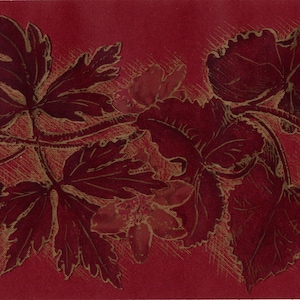 Bordura per carta da parati con motivi floreali e foglie, foglie di quercia e acero con contorno dorato su bordure per carta da parati color marrone scuro, 15 piedi x 6,9 pollici.