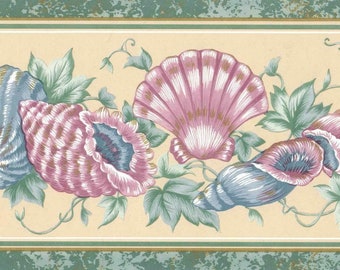 Seashell Wallpaper Border - Etsy Seashell Wallpaper Border - Etsy