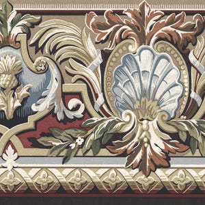 Albert Van Luit Victorian Filigree Wallpaper Border - Scroll Leaf, Baroque Shell, Architectural Elegant French Decor - 13.5" Wide Border