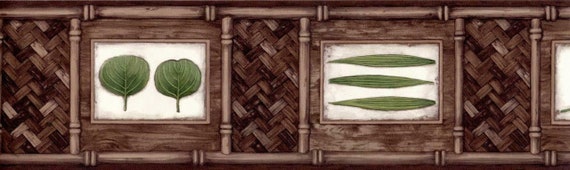 Tropische Baumblatt-Tapetenbordre, grne Bltter in Rahmen & Braunes  Bambusgitter-Kunstdekor-Tapetenbordre, Bltter-Tapetenbordre - Etsy.de