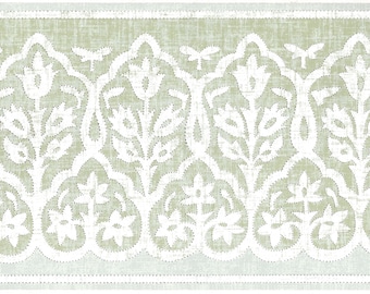 Victorian  Damask Floral Wallpaper Border 15 ft. Long x 9 in. WIDE