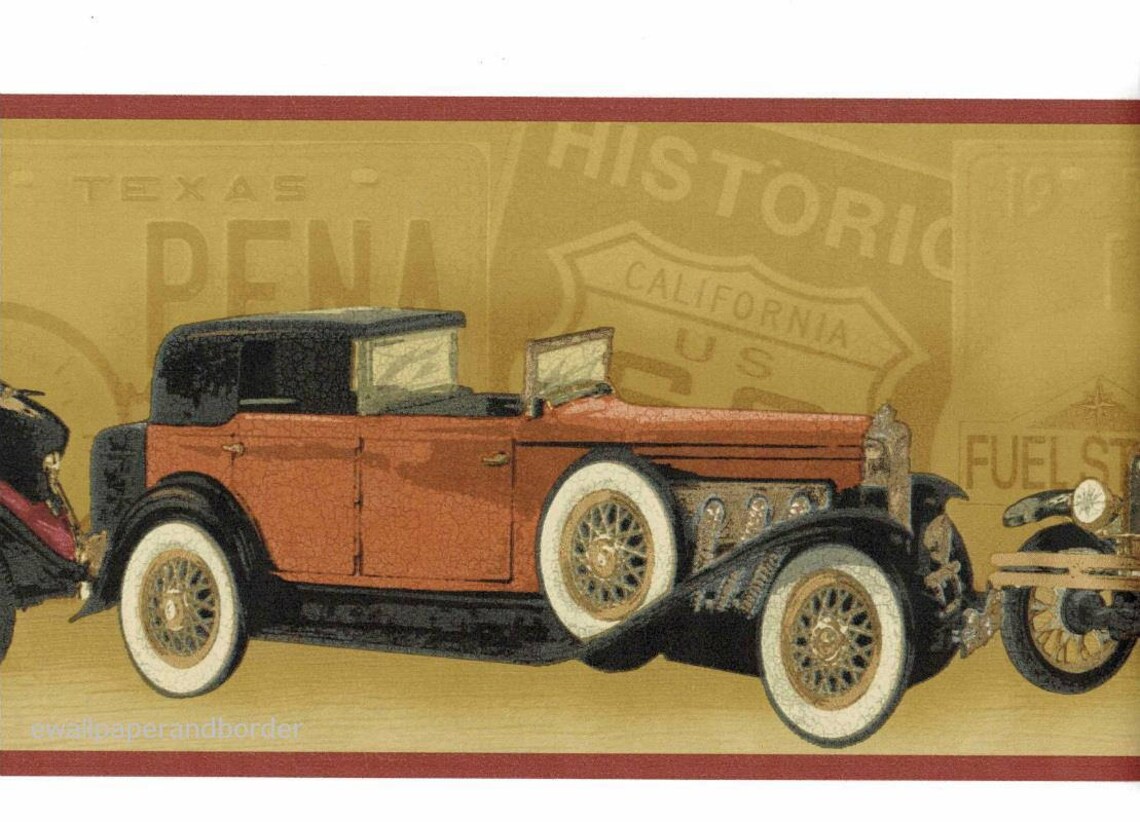 Antique Car Wallpaper Border Vintage Classic Automobil Etsy