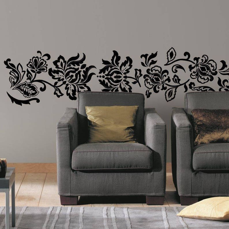 Black Damask Wall Decal Stickers Bedroom Decor Living Room Kitchen Bathroom