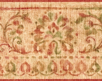 Victorian Frieze Wallpaper Border - Scroll Leaf Floral Border - 15' L x 5.25" - Removable Wallpaper